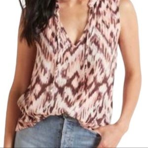 Sleeveless V Neck Flowy Ikat Print Top - Sz XS - Evereve Roan & Ryan